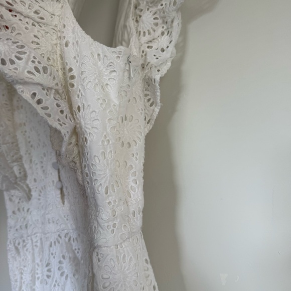 J.CREW Ruffle Maxi Eyelet Cotton Dress White Size: 4 - Picture 6 of 8